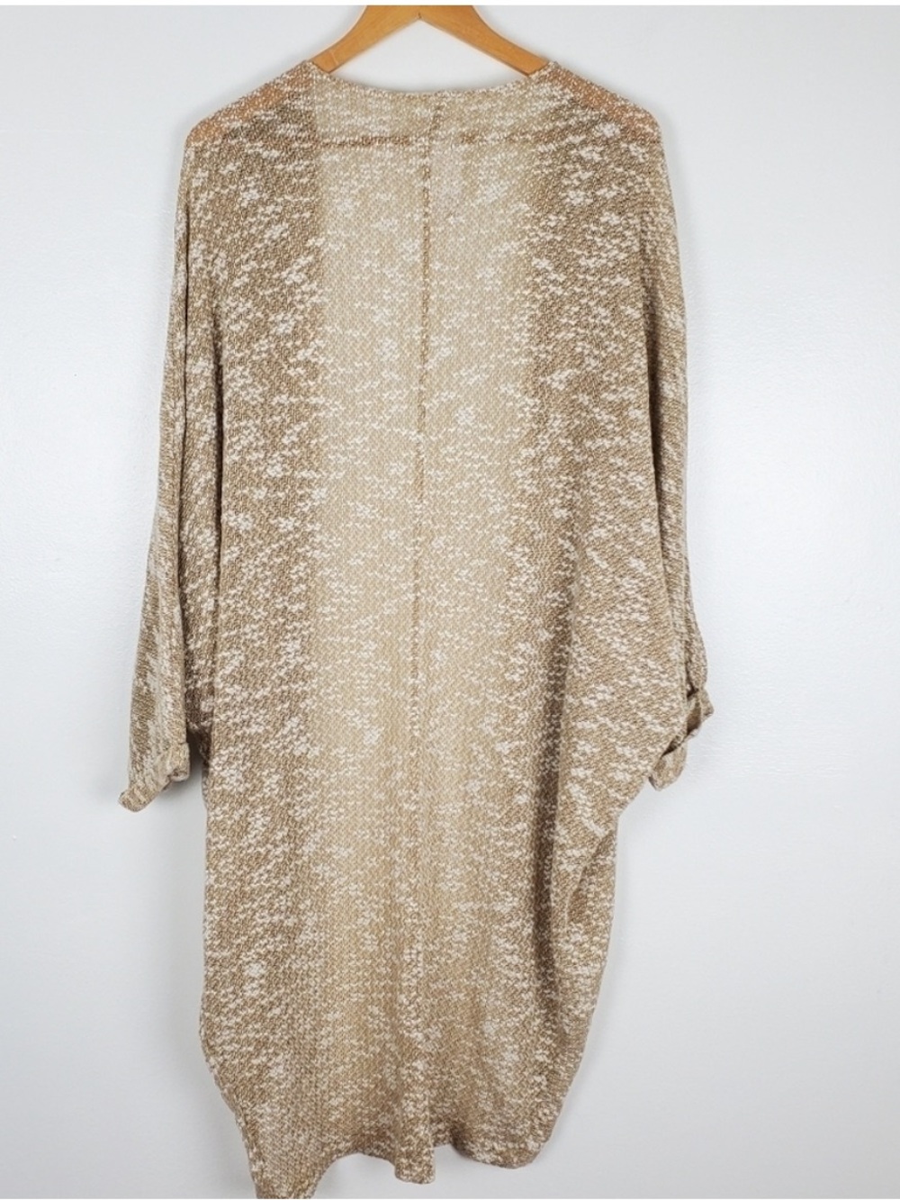 Free People Beige Open Front Kimono Duster Boho Oversized Cardigan Sweater OS - Picture 3 of 7